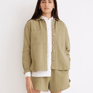 Madewell Green Diamond Jacquard Quilted Lightweight Cotton Shacket Size M
